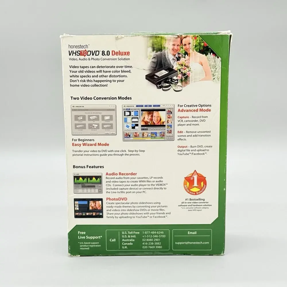 Honestech VIDBOX VHS to DVD 8.0 Deluxe Converter Kit Video Audio & Photo Tested